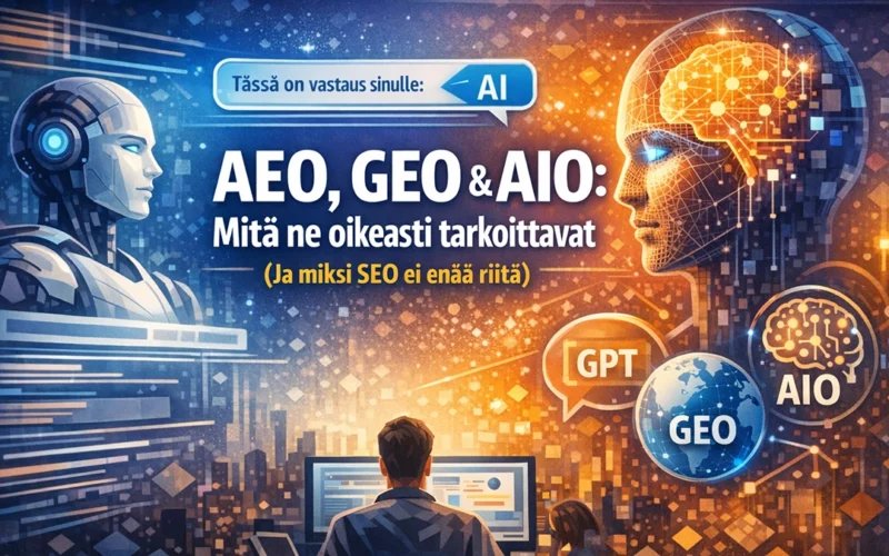 AEO, GEO ja AIO: mitä ne oikeasti tarkoittavat (ja miksi SEO ei enää riitä)