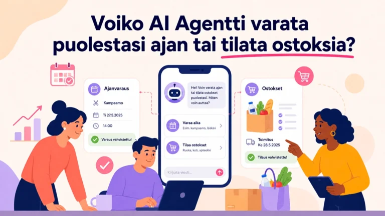 AI-agentti varaa ajan ja tilaa ostoksia käyttäjän puolesta – esimerkki tekoälyagentin käytännön toiminnasta.